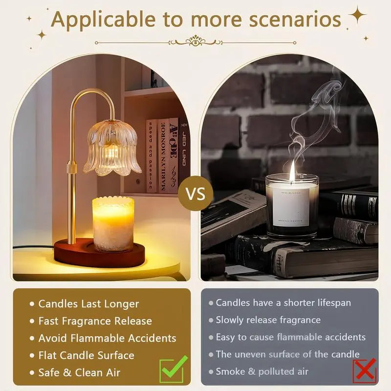Flower-Shaped Candle Warm Light Strip with Timer Function: Aromatherapy Candle Heating Light, Unique Glass Lamp, Adjustable Height, Suitable for Home Bedroom Decor; Birthday Gift, Gifts for Her and Him, Tiktok Store Spring/Summer Celebrations