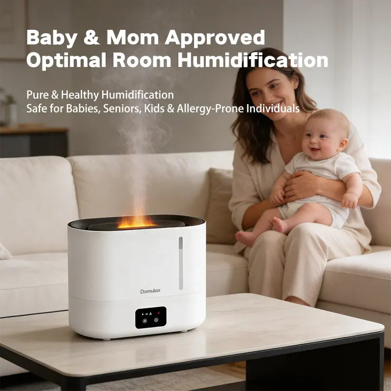 3-In-1 Humidifier +Diffuser + Nightlight,3L Humidifiertop Fill Cool Mist Simulated Flame Essential Oil for Large Room for Baby,Auto Shut-Off Runtime 35 Db Quiet Super Sized Easy to Clean & Fill, Humidifier for Dry Air Relief,White