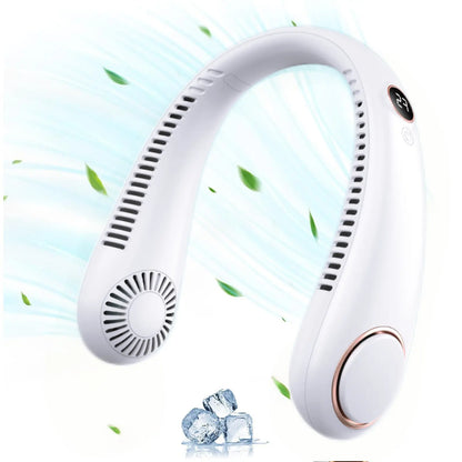 USB Rechargeable Neck Fan, Portable Neck Fan with Digital Display, 5-Speed Wind Adjustment Fan for Outdoor Sports