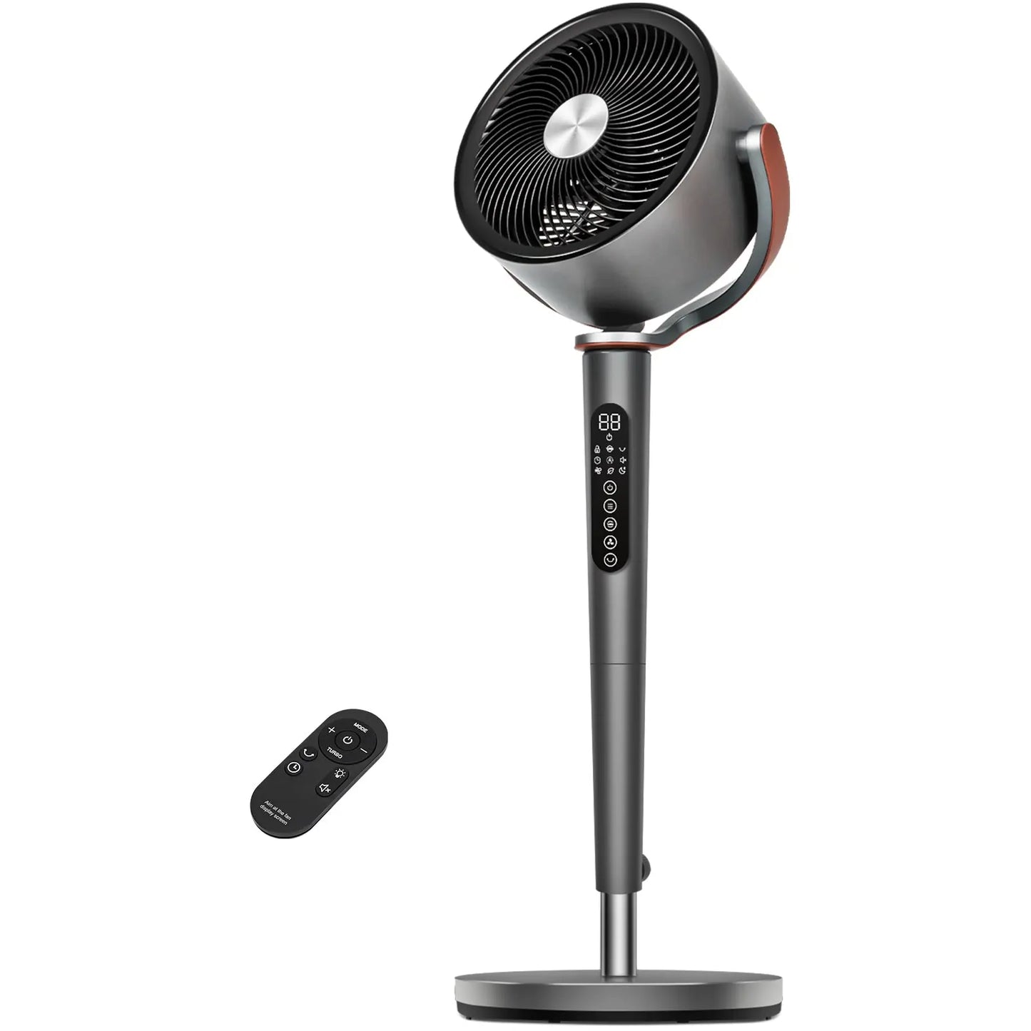 Sunspire Large Fan for Bedroom, 120° Oscillating Standing Fan, 85Ft Air Circulator with Remote, DC Motor Quiet Floor Fans, Adjustable Height, 12 Speeds, 5 Modes, 12H Timer