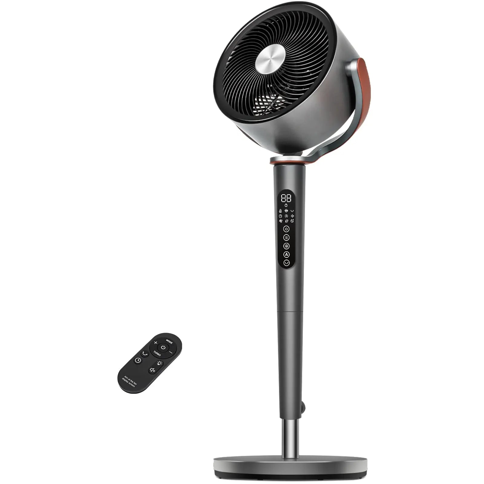 Sunspire Large Fan for Bedroom, 120° Oscillating Standing Fan, 85Ft Air Circulator with Remote, DC Motor Quiet Floor Fans, Adjustable Height, 12 Speeds, 5 Modes, 12H Timer