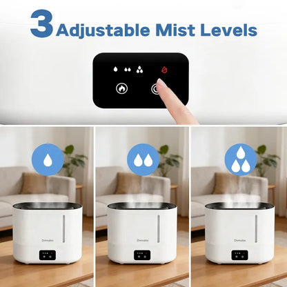 3-In-1 Humidifier +Diffuser + Nightlight,3L Humidifiertop Fill Cool Mist Simulated Flame Essential Oil for Large Room for Baby,Auto Shut-Off Runtime 35 Db Quiet Super Sized Easy to Clean & Fill, Humidifier for Dry Air Relief,White