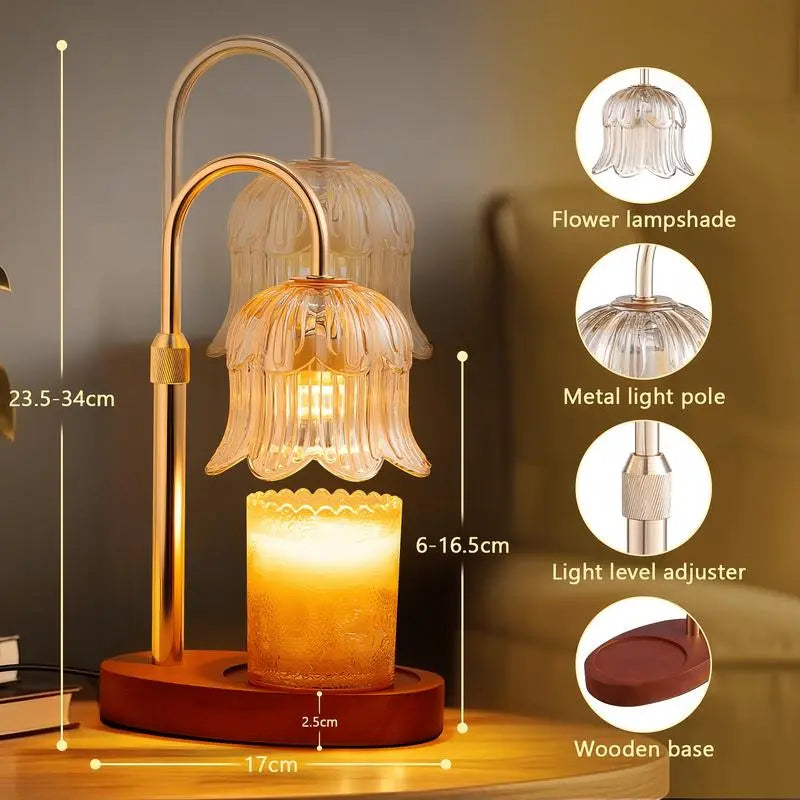 Flower-Shaped Candle Warm Light Strip with Timer Function: Aromatherapy Candle Heating Light, Unique Glass Lamp, Adjustable Height, Suitable for Home Bedroom Decor; Birthday Gift, Gifts for Her and Him, Tiktok Store Spring/Summer Celebrations