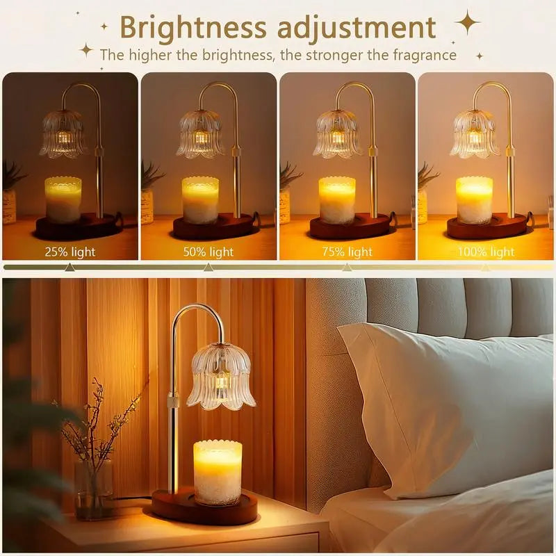 Flower-Shaped Candle Warm Light Strip with Timer Function: Aromatherapy Candle Heating Light, Unique Glass Lamp, Adjustable Height, Suitable for Home Bedroom Decor; Birthday Gift, Gifts for Her and Him, Tiktok Store Spring/Summer Celebrations