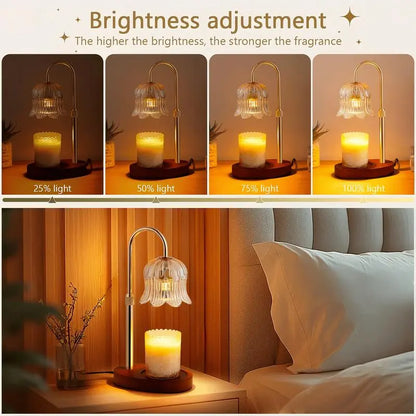 Flower-Shaped Candle Warm Light Strip with Timer Function: Aromatherapy Candle Heating Light, Unique Glass Lamp, Adjustable Height, Suitable for Home Bedroom Decor; Birthday Gift, Gifts for Her and Him, Tiktok Store Spring/Summer Celebrations