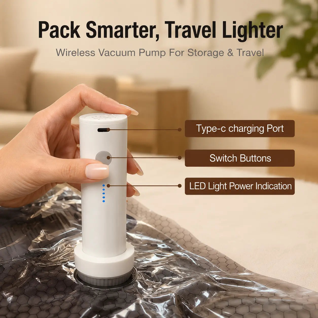 BLOOM LL [2026 Upgraded Edition] — 9/12/15/27-Piece Leak-Proof Vacuum Travel Storage Bag Set. Includes Rechargeable Cordless Electric Air Pump. Ideal for Clothing, Bedding, Luggage, Suitcases, and Moving Storage. Summerwins