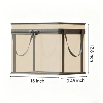 【 Free Shipping 】Large Clear Thick Plastic Storage Box with Hinged Lid, Heavy-Duty Durable High Capacity Organizer, Perfect for Home, Camping, Travel, Attic and Moving