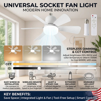 Modern Ceiling Fan with Light, 6-Blade Low Profile Fan Light, Can Adjust 3 Speeds, Can Set Timer, Easy to Install, Black and White Options for Bedroom Kitchen Dimmable