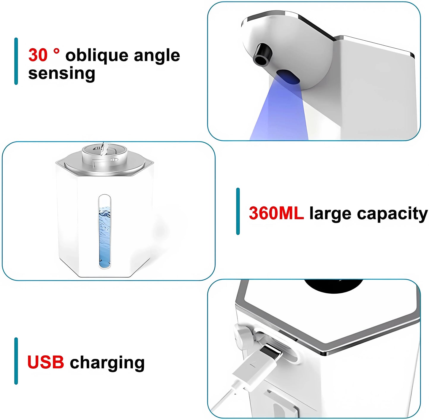 Automatic Foaming Soap Dispenser Touchless 12Oz USB Rechargeable with 4 Adjustable Levels Waterproof Soap Dispenser for Kitchen Bathroom Home Essentials Wall Mounted Use