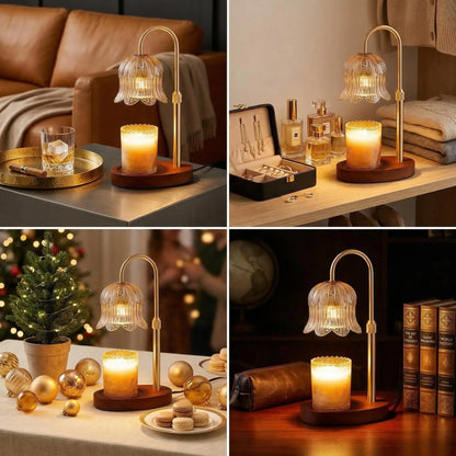 Flower-Shaped Candle Warm Light Strip with Timer Function: Aromatherapy Candle Heating Light, Unique Glass Lamp, Adjustable Height, Suitable for Home Bedroom Decor; Birthday Gift, Gifts for Her and Him, Tiktok Store Spring/Summer Celebrations