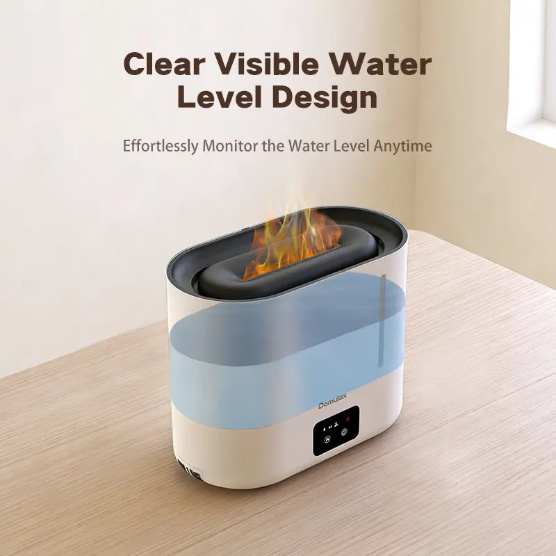 3-In-1 Humidifier +Diffuser + Nightlight,3L Humidifiertop Fill Cool Mist Simulated Flame Essential Oil for Large Room for Baby,Auto Shut-Off Runtime 35 Db Quiet Super Sized Easy to Clean & Fill, Humidifier for Dry Air Relief,White