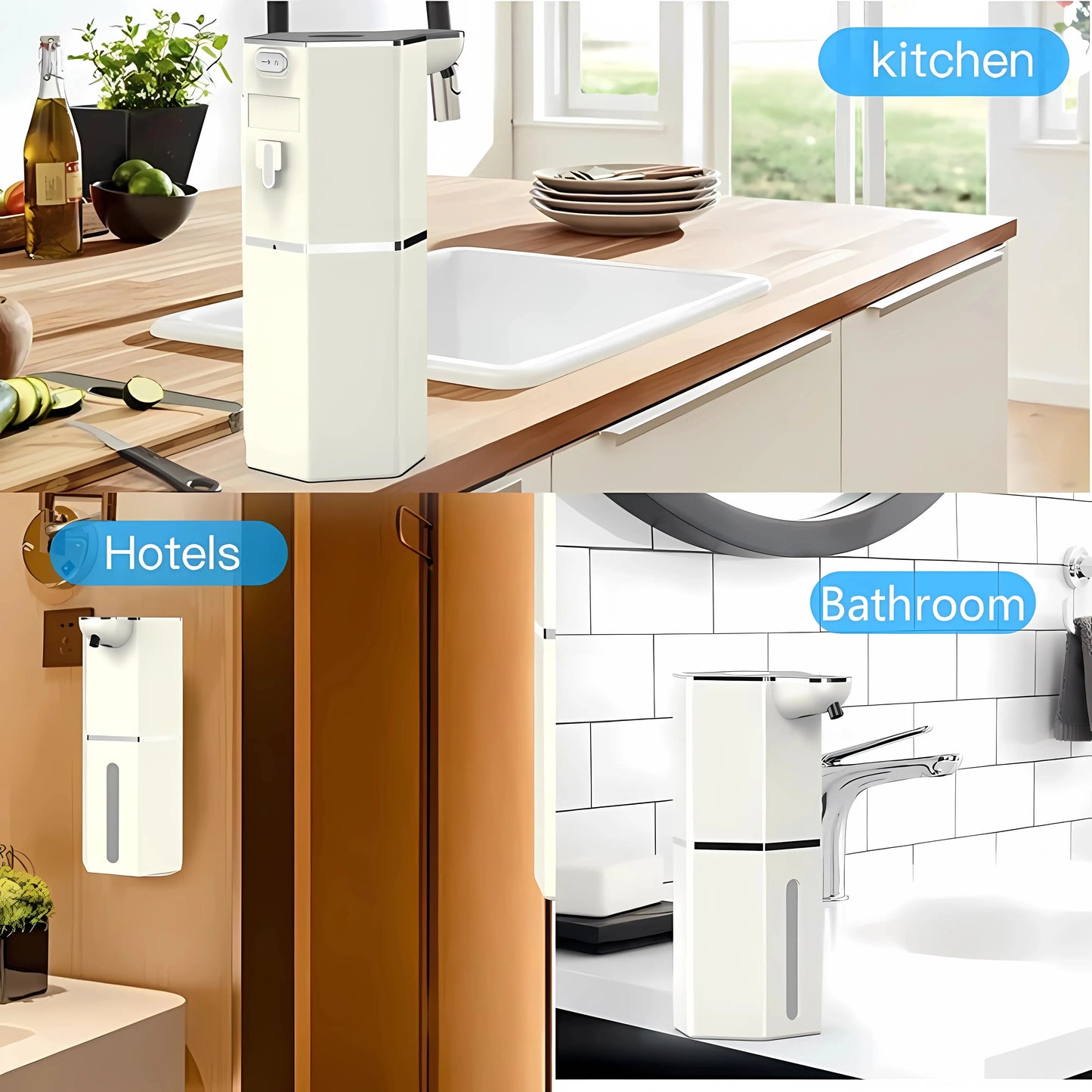 Automatic Foaming Soap Dispenser Touchless 12Oz USB Rechargeable with 4 Adjustable Levels Waterproof Soap Dispenser for Kitchen Bathroom Home Essentials Wall Mounted Use