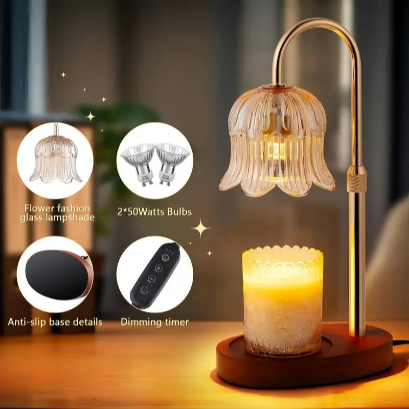 Flower-Shaped Candle Warm Light Strip with Timer Function: Aromatherapy Candle Heating Light, Unique Glass Lamp, Adjustable Height, Suitable for Home Bedroom Decor; Birthday Gift, Gifts for Her and Him, Tiktok Store Spring/Summer Celebrations