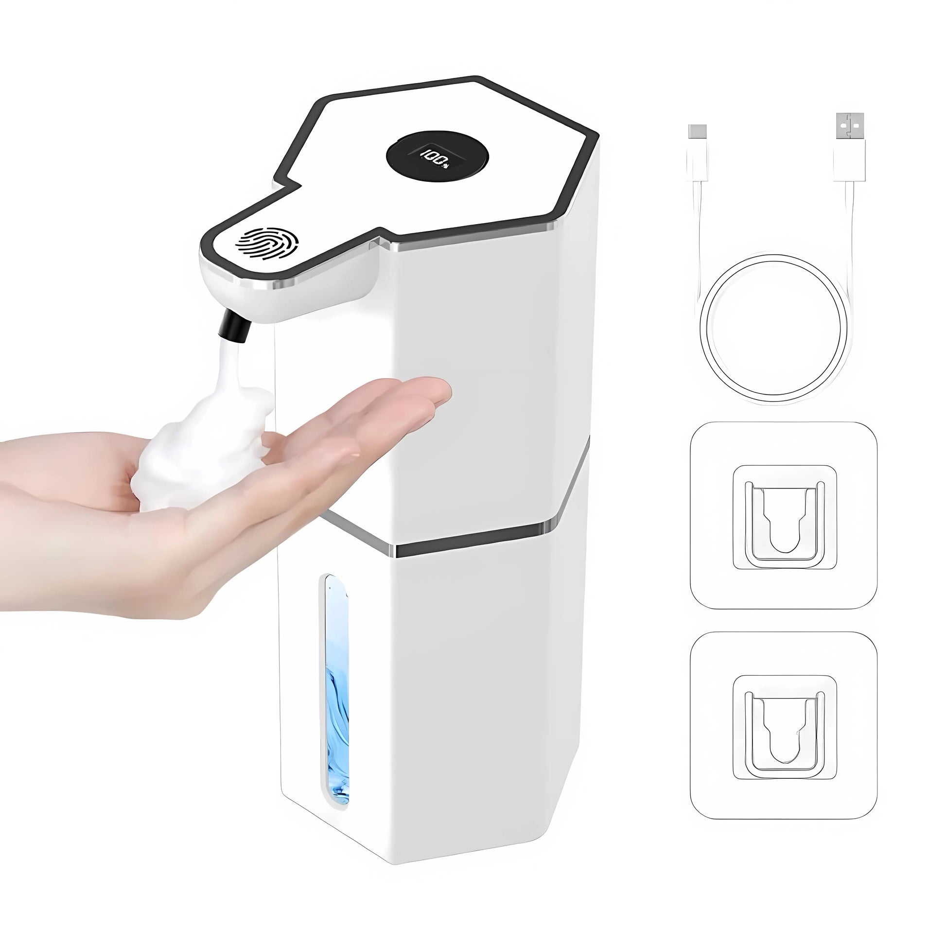 Automatic Foaming Soap Dispenser Touchless 12Oz USB Rechargeable with 4 Adjustable Levels Waterproof Soap Dispenser for Kitchen Bathroom Home Essentials Wall Mounted Use